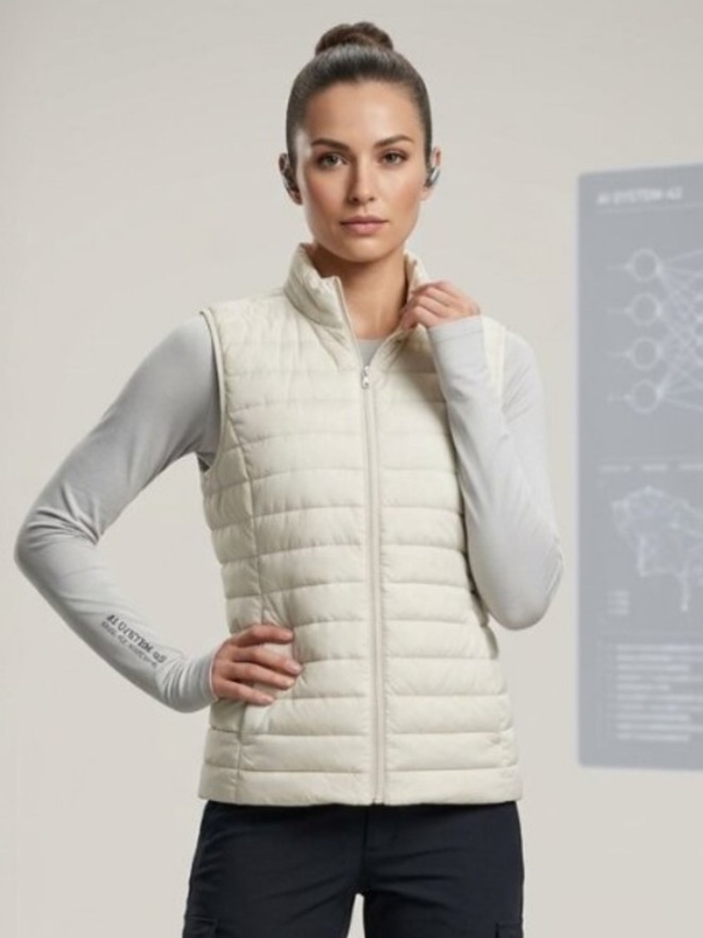 J. Jill Vest Lightweight Quilted Puffer Women's Size Large Cream/Yellowish Cozy